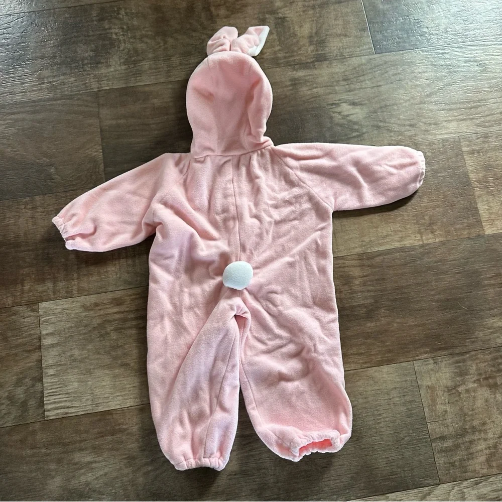 Fleece bunny costume union suit light pink